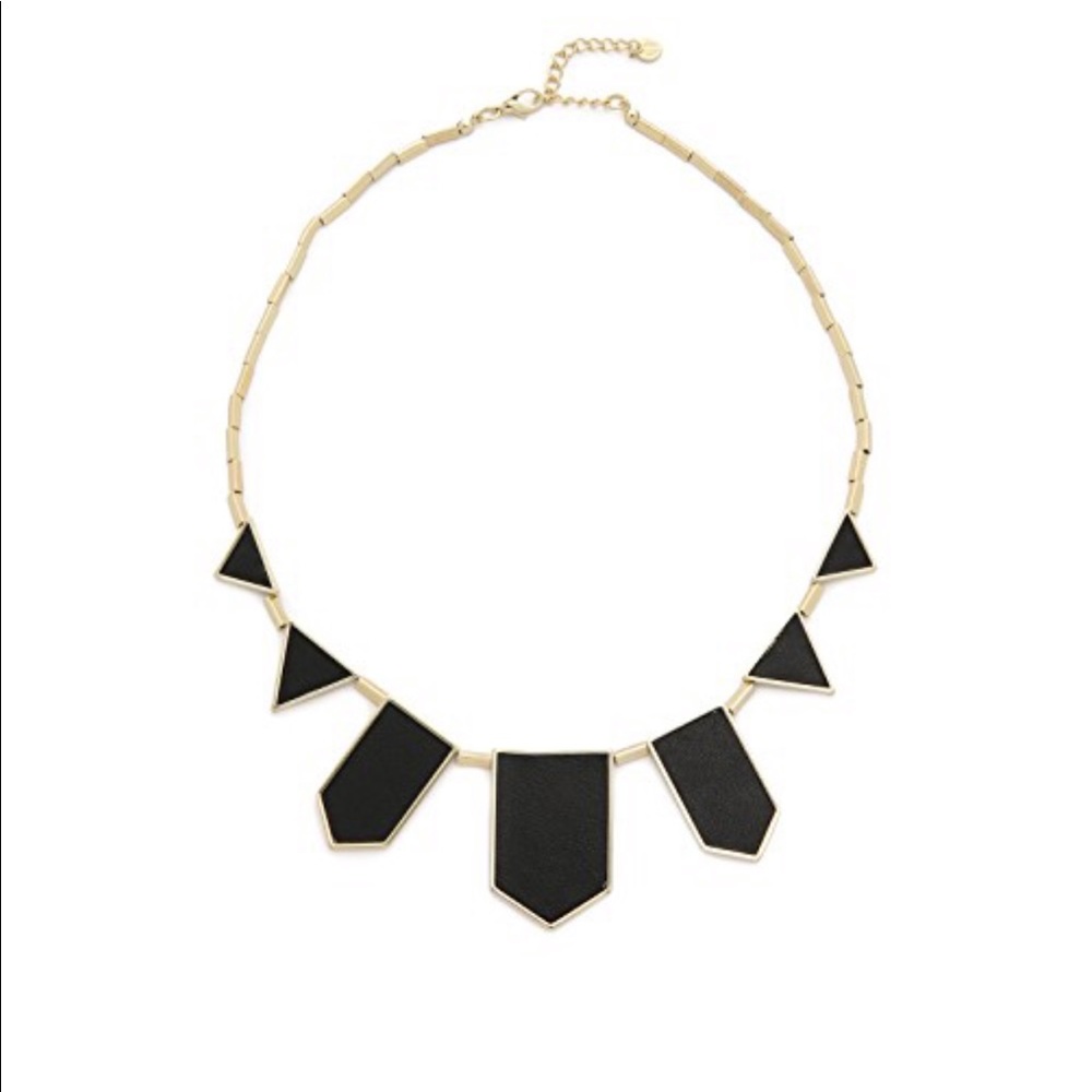 House of Harlow black leather station necklace